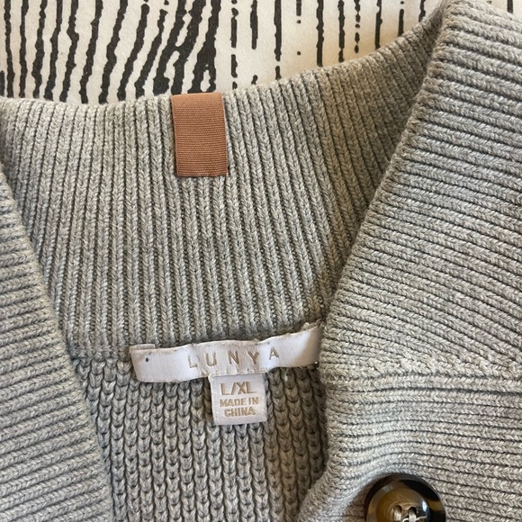 Lunya Cozy Cotton Silk Henley Sweater In Gray Size L/XL - Picture 10 of 10